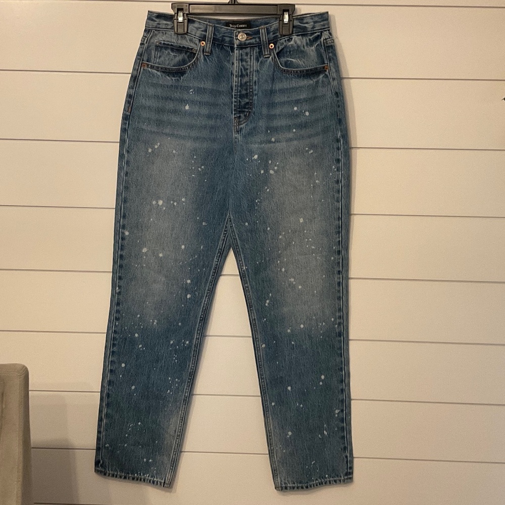 #080 NWT JUICEY COUTURE JEANS MEDIUM W/BLEACH SPLATER SIZE: 28